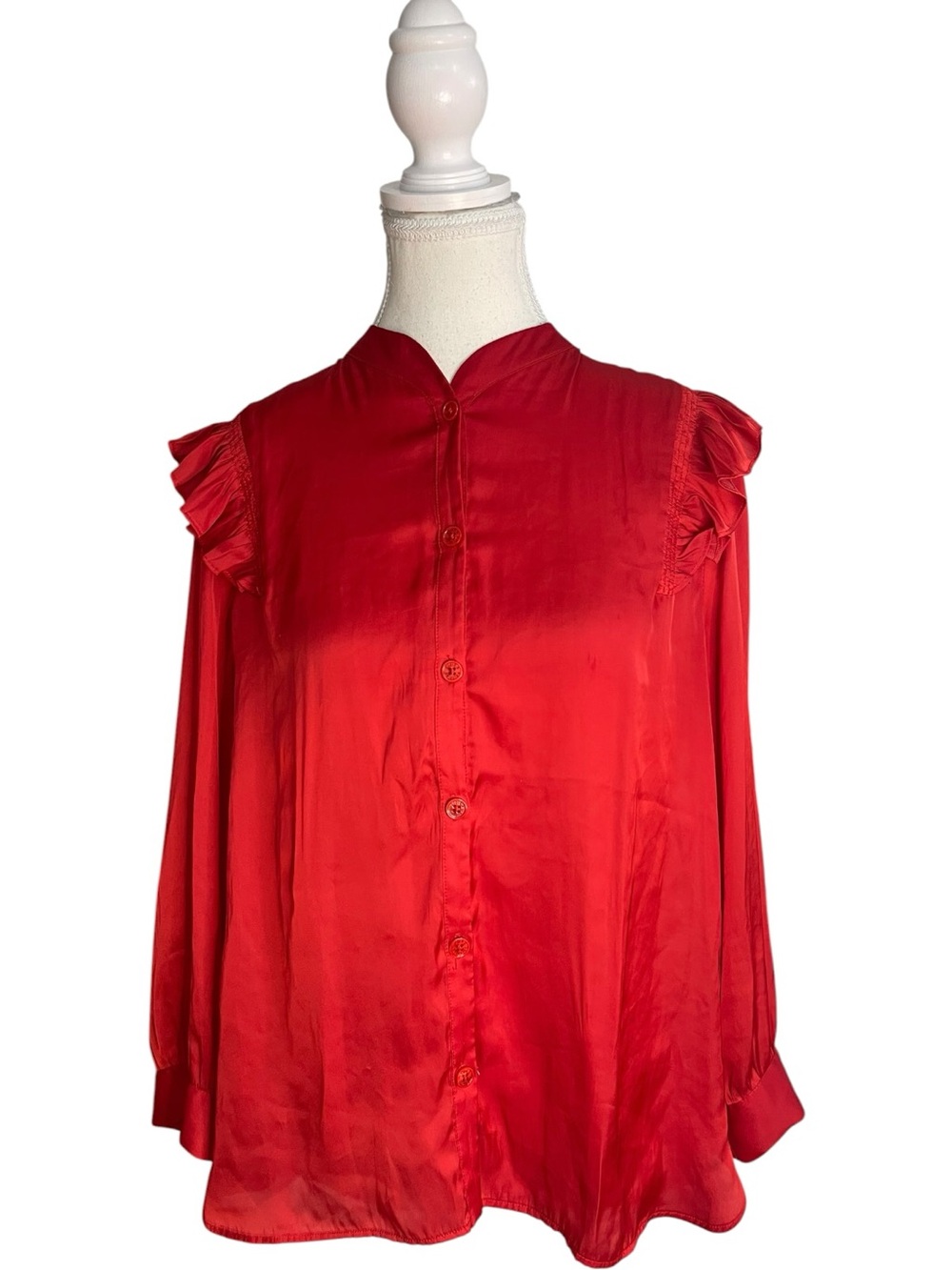 Zadig & Voltaire Tygg Satin Button-Front Blouse Red
